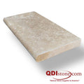 English Walnut Travertine Coping 12x24 Unfilled, Honed Bullnose 2 inch