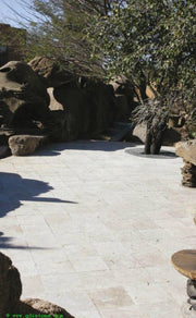 English Walnut Travertine Paver 12x12 Tumbled   1.25 inch