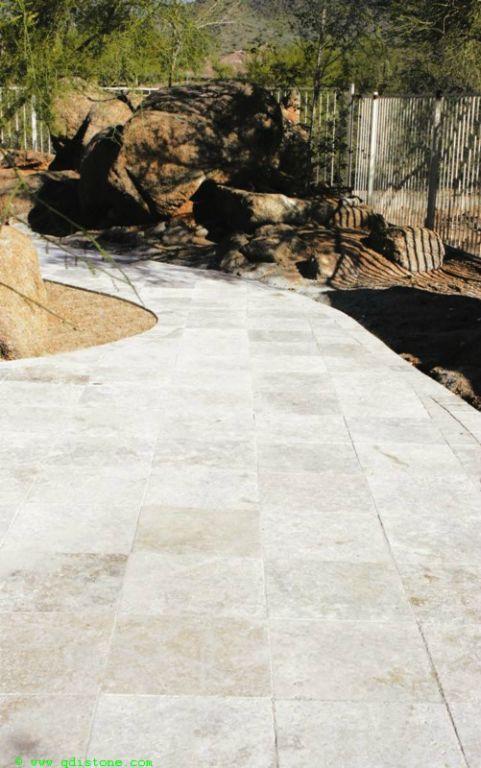 English Walnut Travertine Paver 16x16 Tumbled   1.25 inch