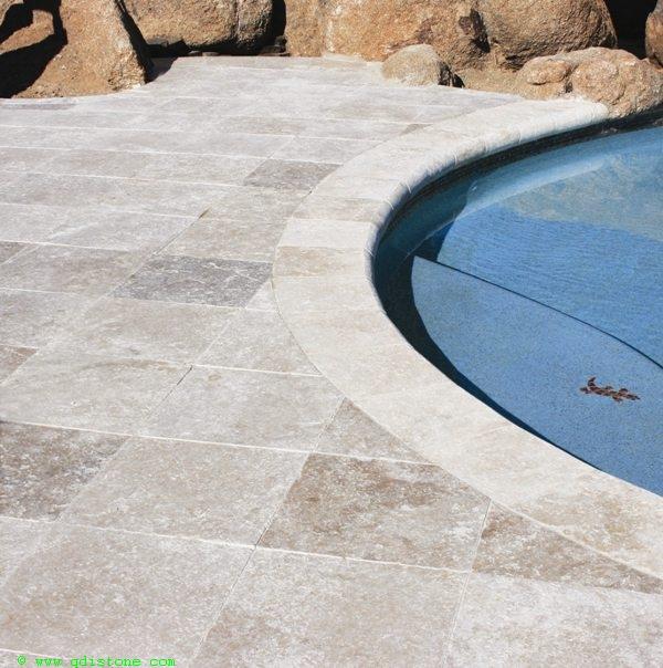 English Walnut Travertine Paver 16x16 Tumbled   1.25 inch