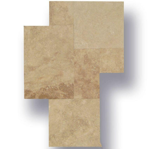 English Walnut Travertine Tile Pattern Filled, Honed Rectified