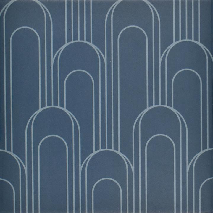 Epoque Oval Navy Blue Matte 8x8 Gres Stoneware  Tile