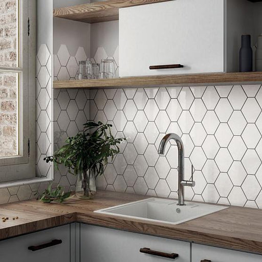 Equipe Benzene Matte White 4.32x4.96 Ceramic  Tile