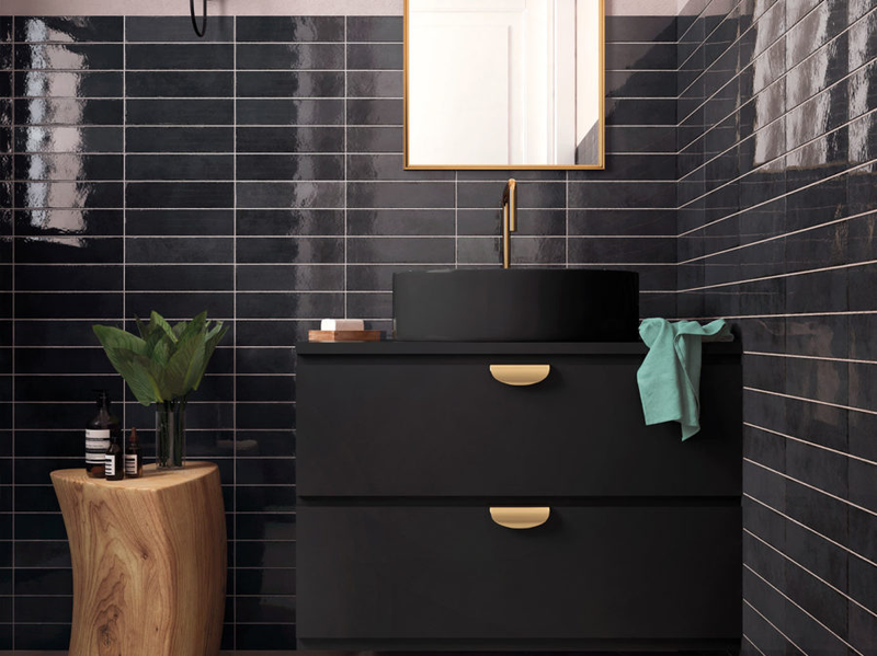 Equipe Tribeca Basalt High Gloss 2.4x9.84 Porcelain  Tile