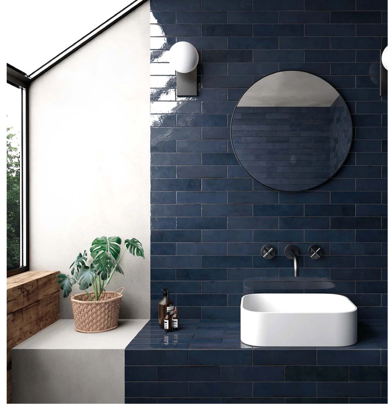 Equipe Tribeca Blue Note High Gloss 2.4x9.84 Porcelain  Tile