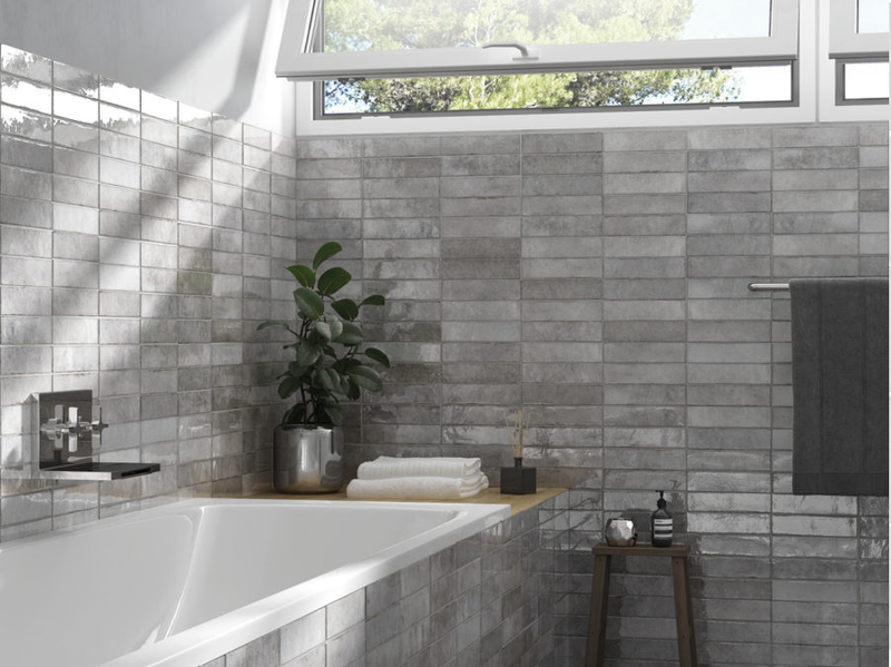 Equipe Tribeca Grey Whisper High Gloss 2.4x9.84 Porcelain  Tile