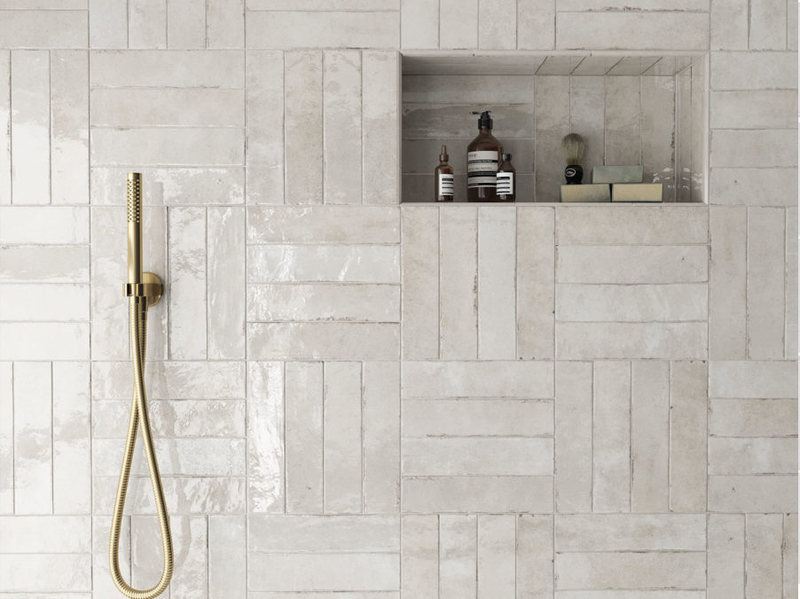 Equipe Tribeca Oatmeal High Gloss 2.4x9.84 Porcelain  Tile