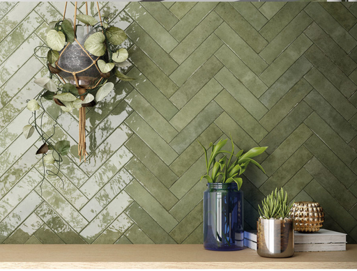 Equipe Tribeca Sage Green High Gloss 2.4x9.84 Porcelain  Tile