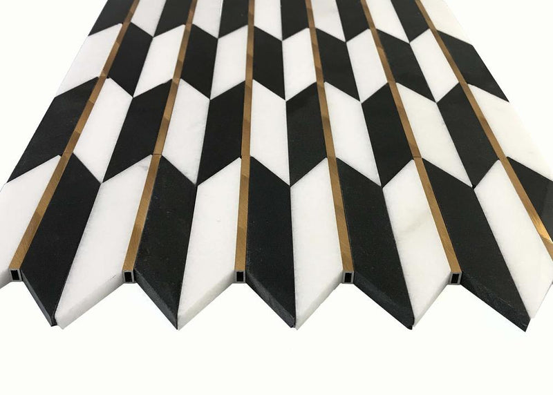 Era White And Black 1x4  Honed Mixed  Mosaic