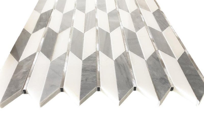 Era White And Grey 1x4  Honed Mixed  Mosaic