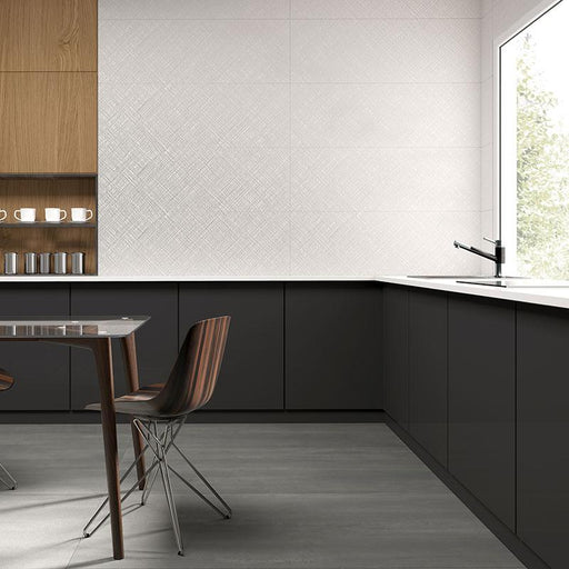 Essential Tartan White 12x24 Ceramic  Tile