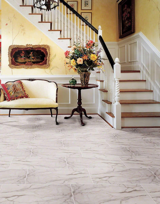 Essentials White Vena Matte 12x24 Ceramic  Tile