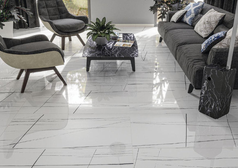Exotic Stone Sahara White Polished 24x48 Porcelain  Tile