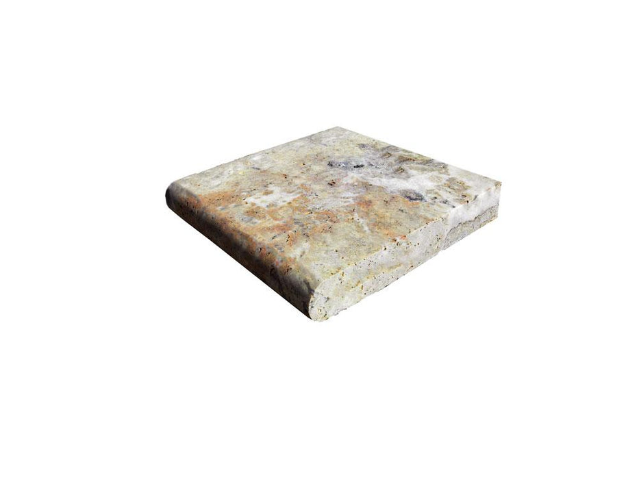 Fantastico Travertine Coping 12x12 Unfilled, Honed Bullnose  2 inch
