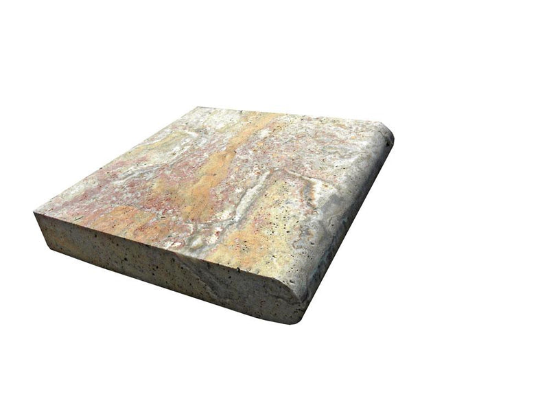 Fantastico Travertine Coping 16x16 Unfilled, Honed Bullnose  2 inch
