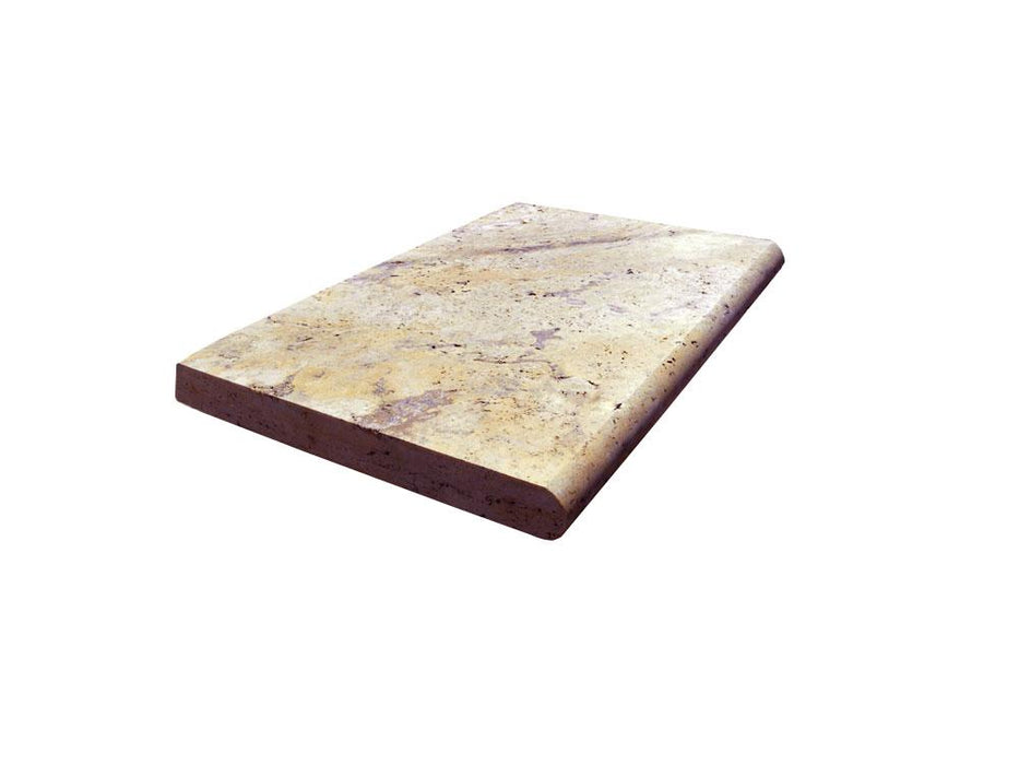 Fantastico Travertine Coping 16x24 Unfilled, Honed Bullnose  2 inch