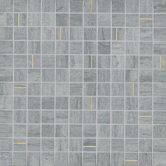 Ferrara Argento With Brass 1x1 Square Honed Mix, Mixed  Mosaic
