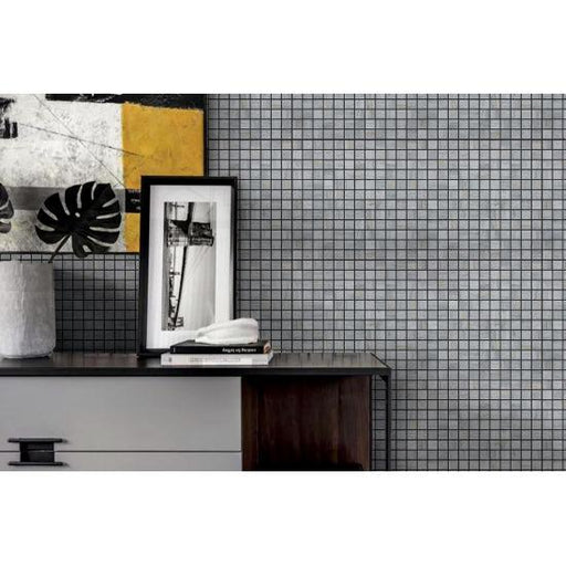 Ferrara Argento With Brass 1x1 Square Honed Mix, Mixed  Mosaic