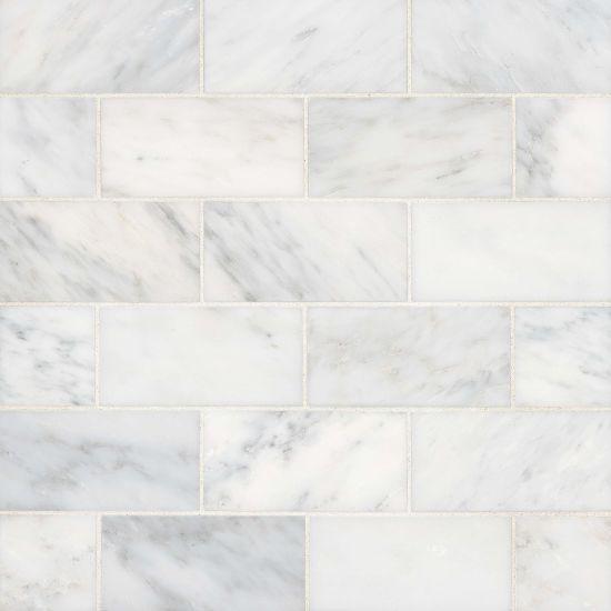 Ferrara Bianco Marble Tile 3x6 Honed   3/8 inch