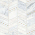 Ferrara Bianco With Brass Chevron Honed Mix, Mixed  Mosaic