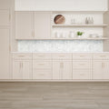Ferrara Bianco With Brass Chevron Honed Mix, Mixed  Mosaic