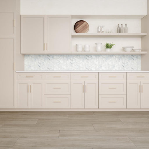 Ferrara Bianco With Brass Chevron Honed Mix, Mixed  Mosaic