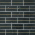 Ferrara Nero Marble Tile with Brass Deco - Honed, 3x6, 3/8 in