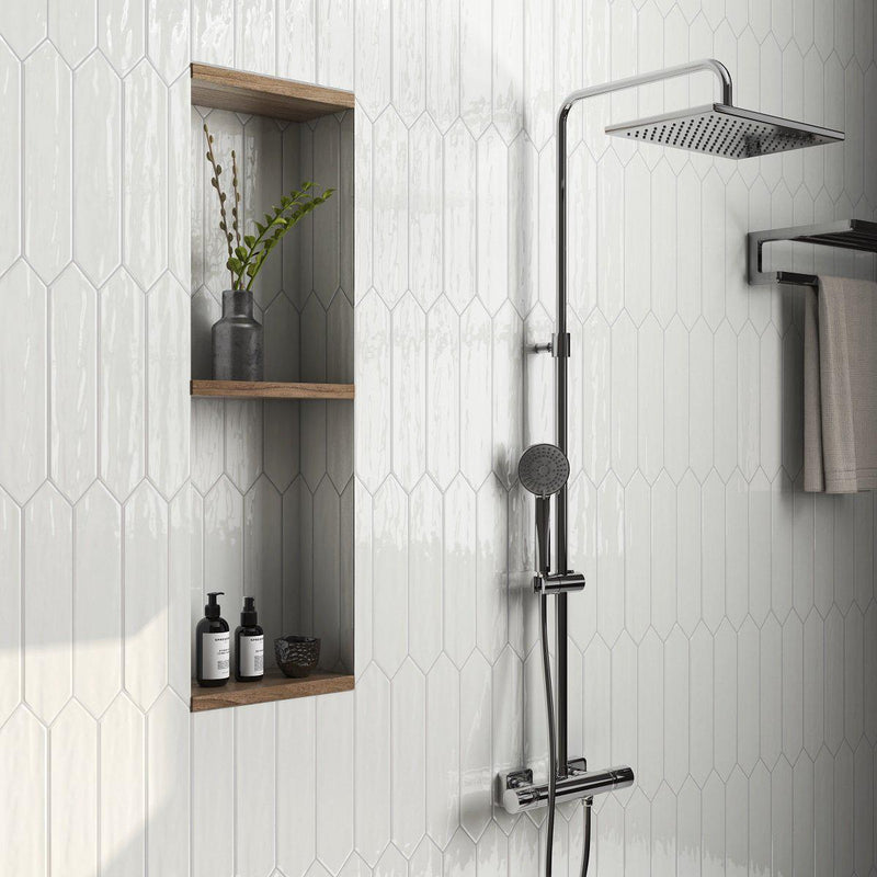 Flow White Glossy 3x12 Ceramic  Tile