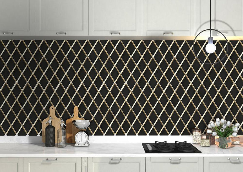 Gatsby Black 4x4-1/2 Diamond Glossy Glass  Mosaic
