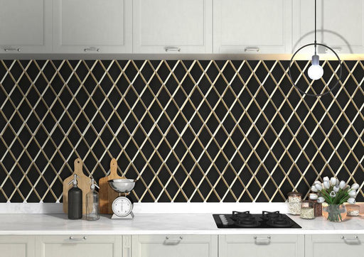 Gatsby Black 4x4-1/2 Diamond Glossy Glass  Mosaic