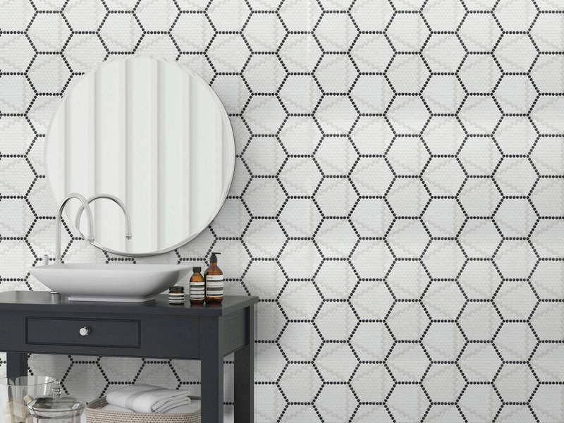 Geometro 2.0 Metro Downtown Hexagon Matte Glass  Mosaic