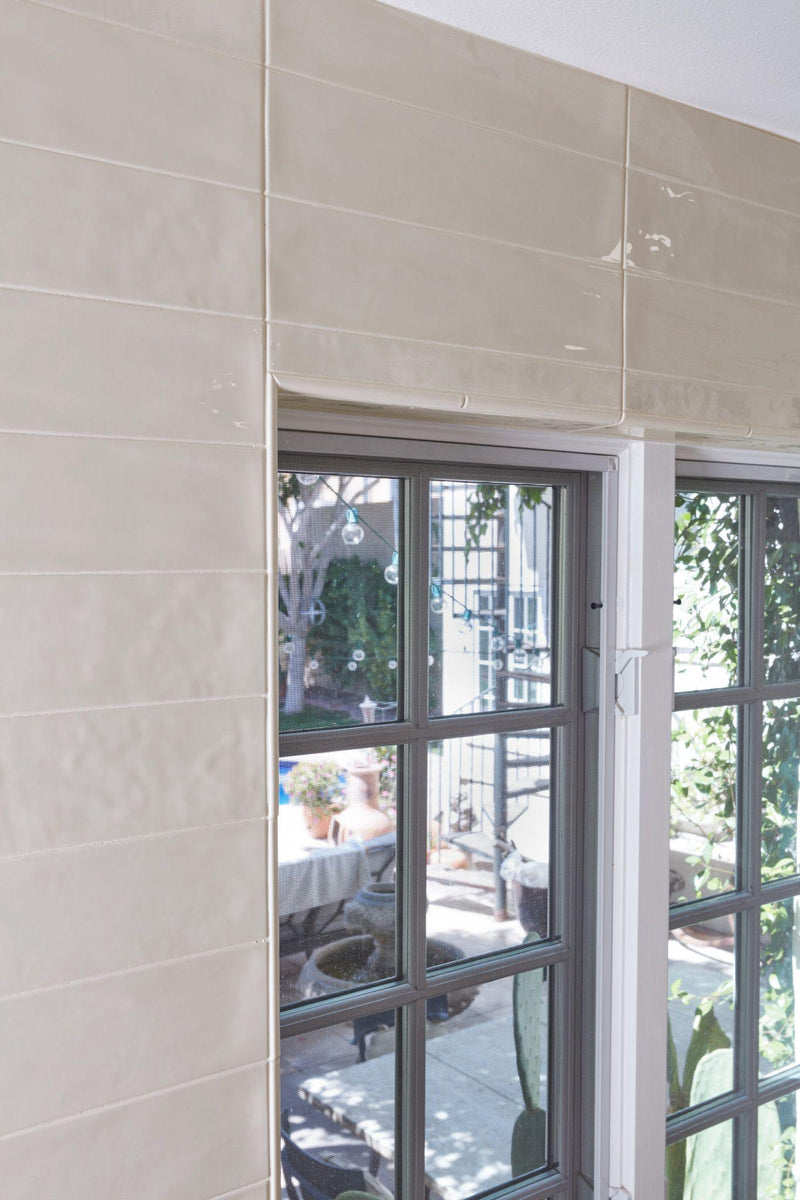 Gioia Greige Glossy 3/8x8 Porcelain Pencil Bullnose