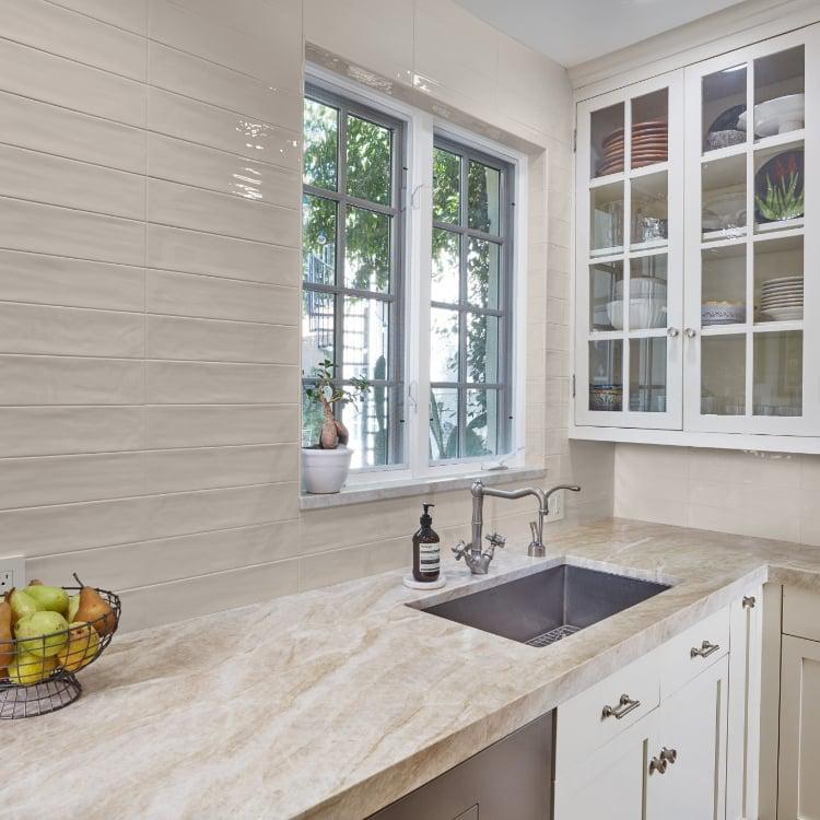 Gioia Greige Glossy 4x16 Porcelain  Tile