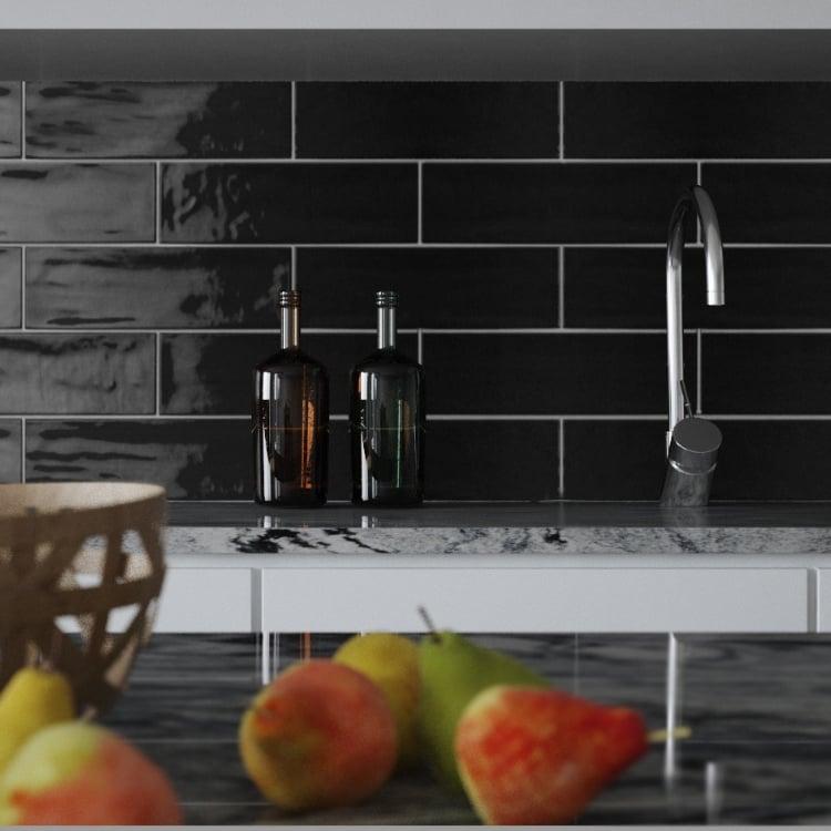 Gioia Lava Glossy 4x16 Porcelain  Tile