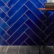 Gioia Navy Glossy 4x16 Porcelain  Tile