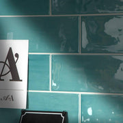 Gioia Turquoise Glossy 4x16 Porcelain  Tile