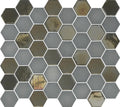 Glam Grey Hexagon Matte, Glossy Glass  Mosaic