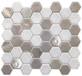 Glam White Hexagon Matte, Glossy Glass  Mosaic