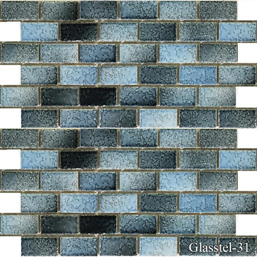 Glasstel Aqua 7/8x1-7/8 Subway Matte, Textured Porcelain  Mosaic