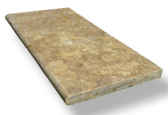 Gold Travertine Coping 12x24 Tumbled Bullnose  1.25 inch
