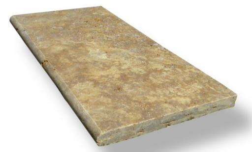 Gold Travertine Coping 12x24 Unfilled, Honed Bullnose  2 inch