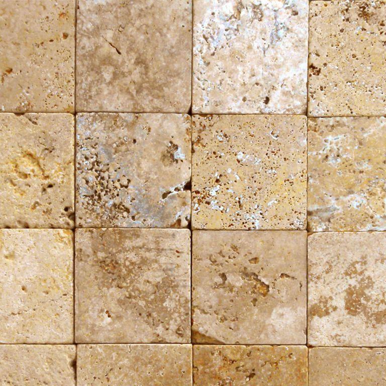 Gold Travertine Paver 12x12 Tumbled   1.25 inch