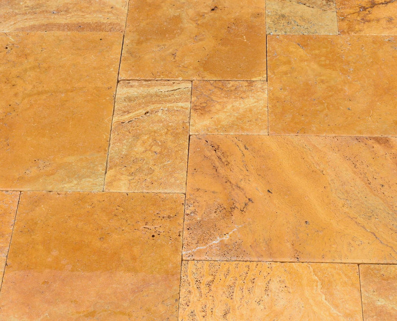 Gold Travertine Paver Pattern Tumbled