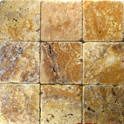 Gold Travertine Tile 4x4 Tumbled