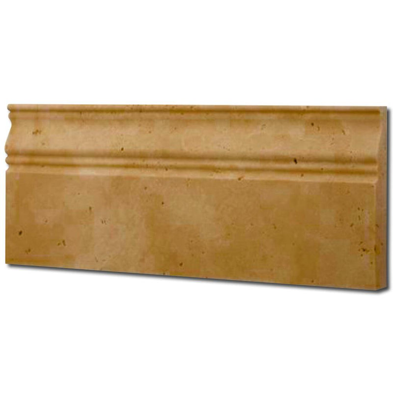 Golden Sienna Travertine Trim 5x12 Honed, Unfilled     Baseboard