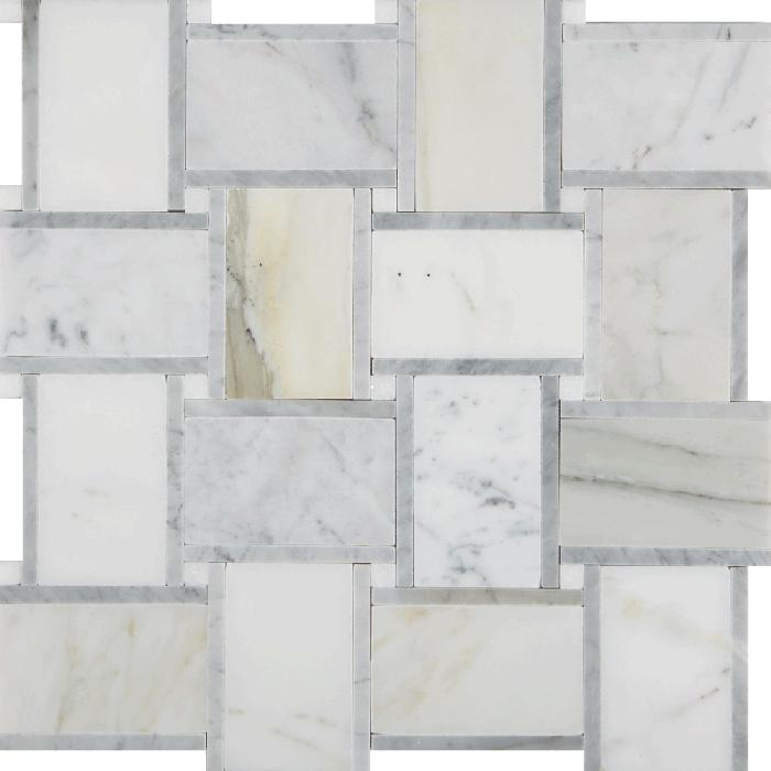 Grigio Basketweave Polished Marble  Mosaic