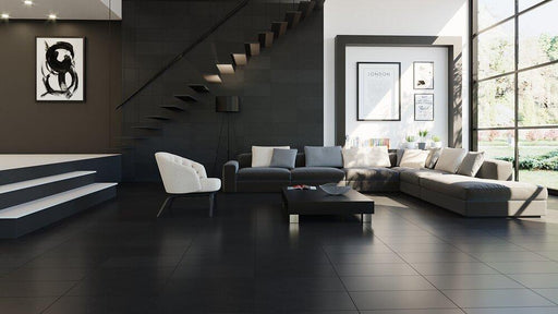 Harley Lux Black Semi Polished 12x24 Porcelain  Tile