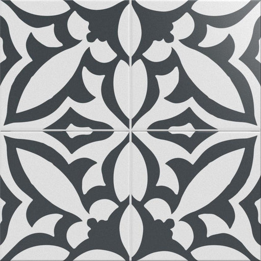 Heritage Black White 9214 8x8 Porcelain  Tile