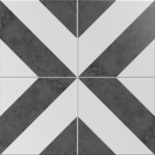 Heritage Black White 9268 8x8 Porcelain  Tile