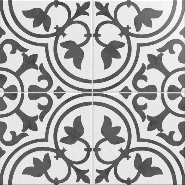 Heritage Black White 9275 8x8 Porcelain  Tile